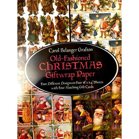 Carol Belanger Grafton Other - Vtg Belanger Grafton Old-Fashioned Christmas Giftwrap Paper 4 Designs 4 Gift Car